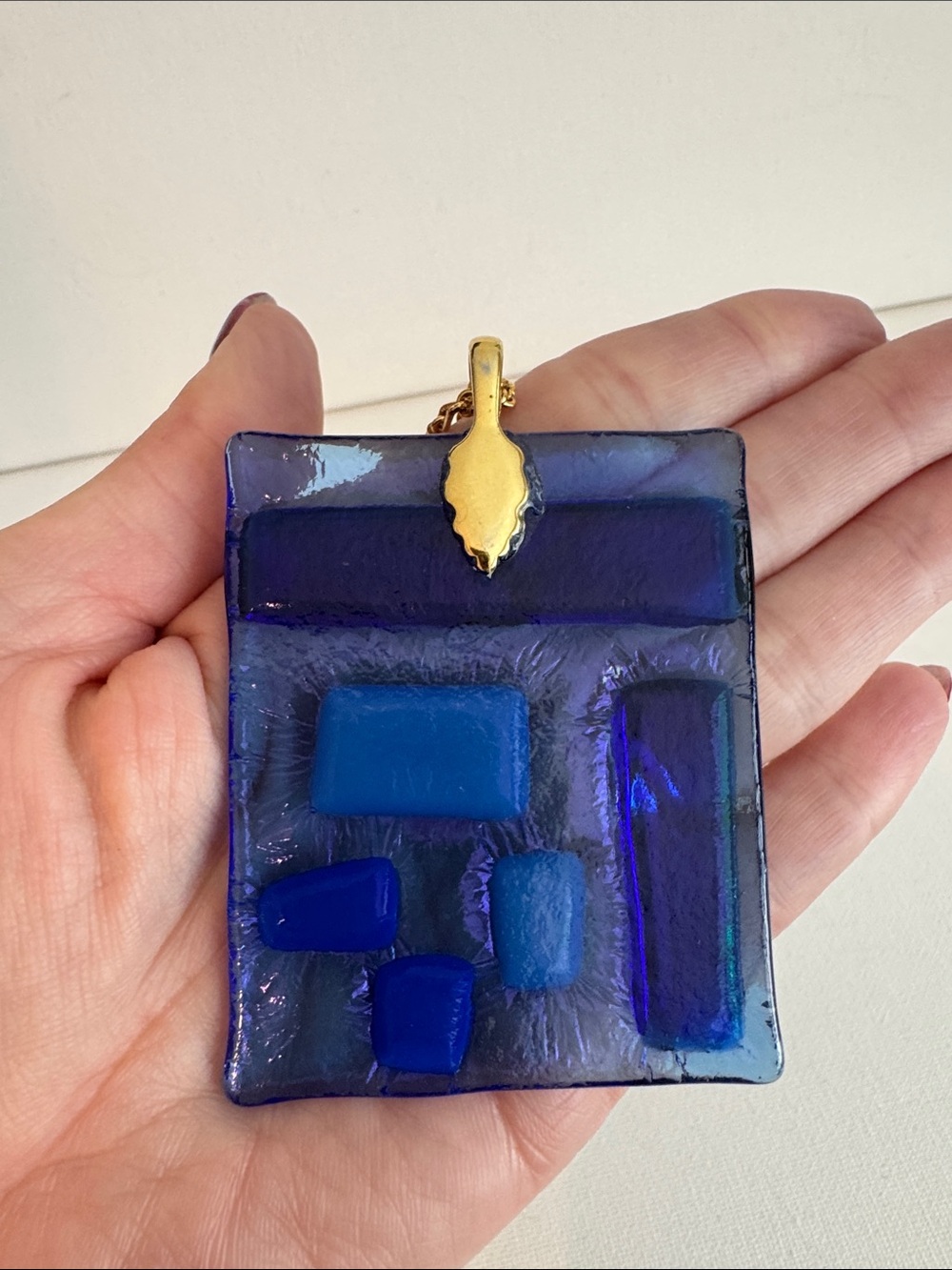 Handcrafted Fused Glass Pendant Necklace Suncatcher - Picture 4 of 4